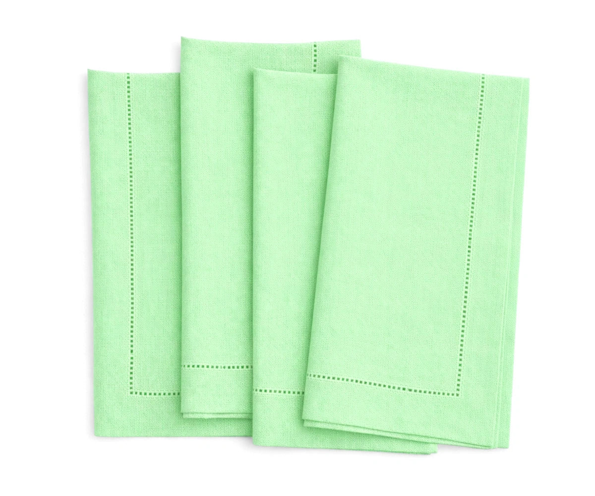 Mint green Linen cloth napkins with stitched hem border Mint green Linen cloth napkins with stitched hem border