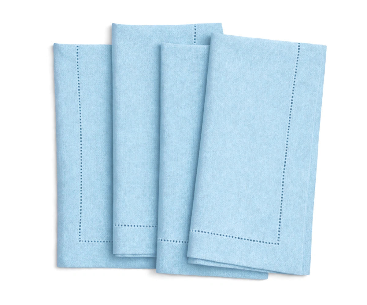 Sky blue Linen cloth napkins with hemstitch detail Sky blue Linen cloth napkins with hemstitch detail