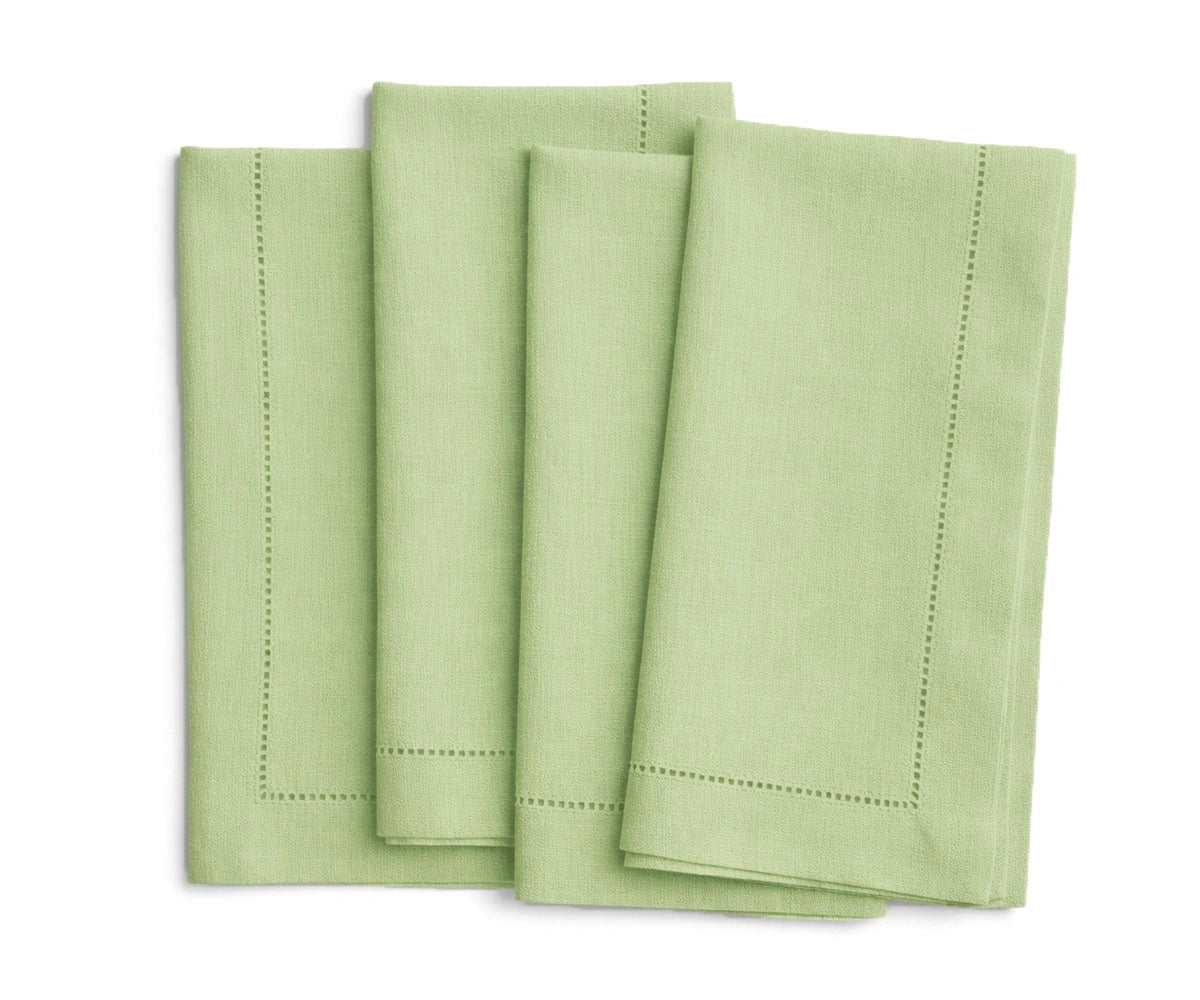 Warm green Linen cloth napkins with hemstitched edges Warm green Linen cloth napkins with hemstitched edges