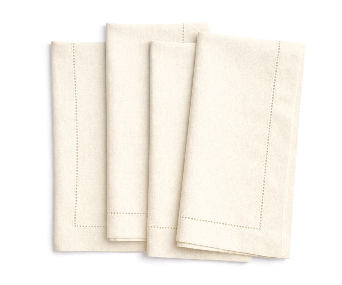 Off white Linen cloth napkins with hemstitched detailing Off white Linen cloth napkins with hemstitched detailing