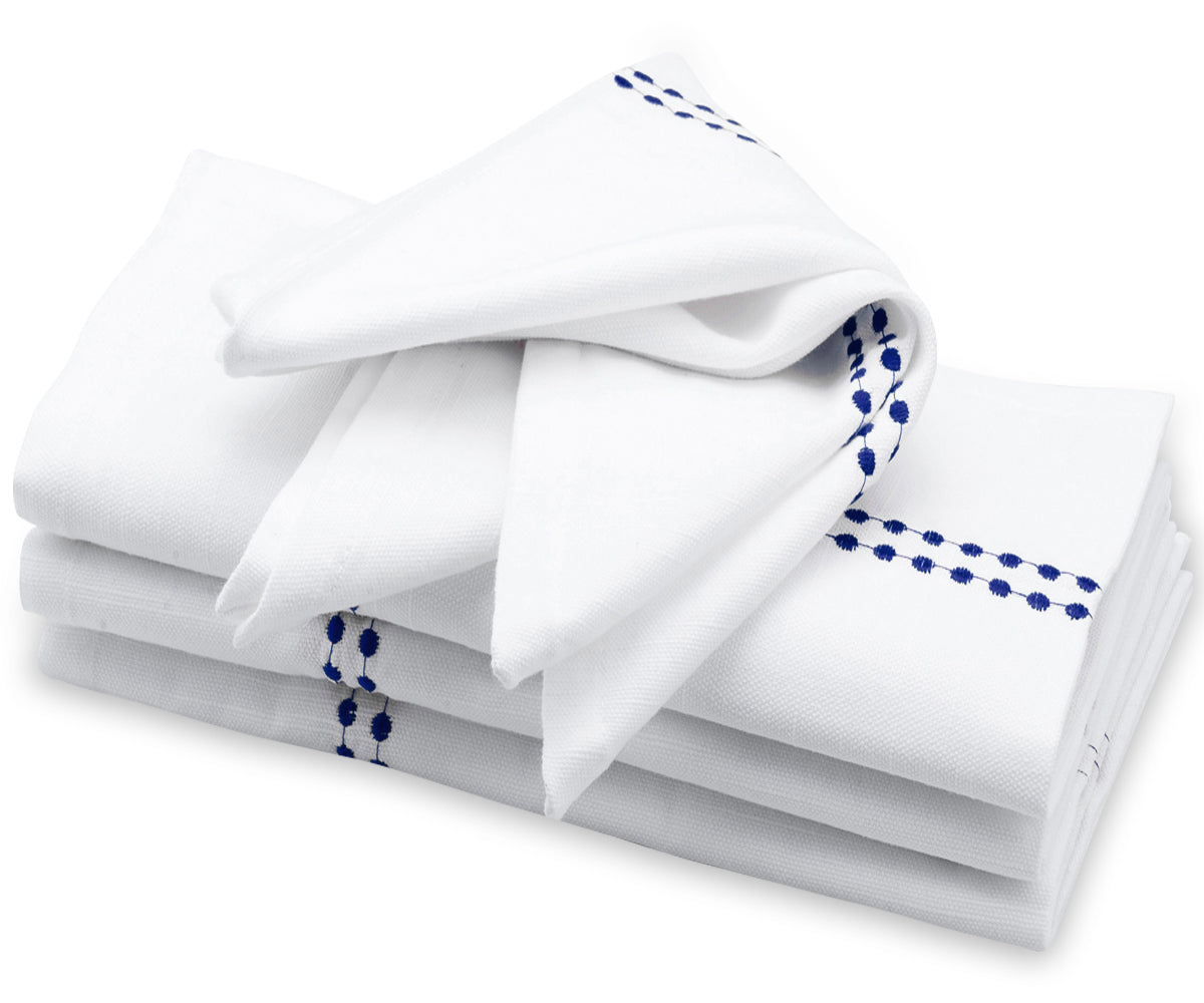 Blue Embroidered Pearls Napkins Blue Embroidered Pearls Napkins
