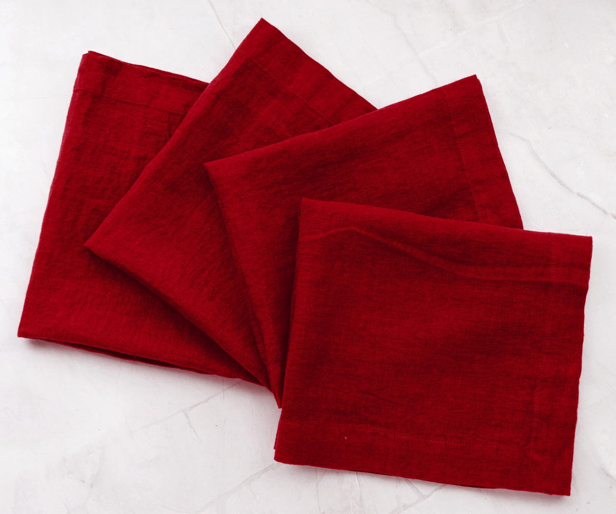 Cherry Red Linen Napkins Cherry Red Linen Napkins