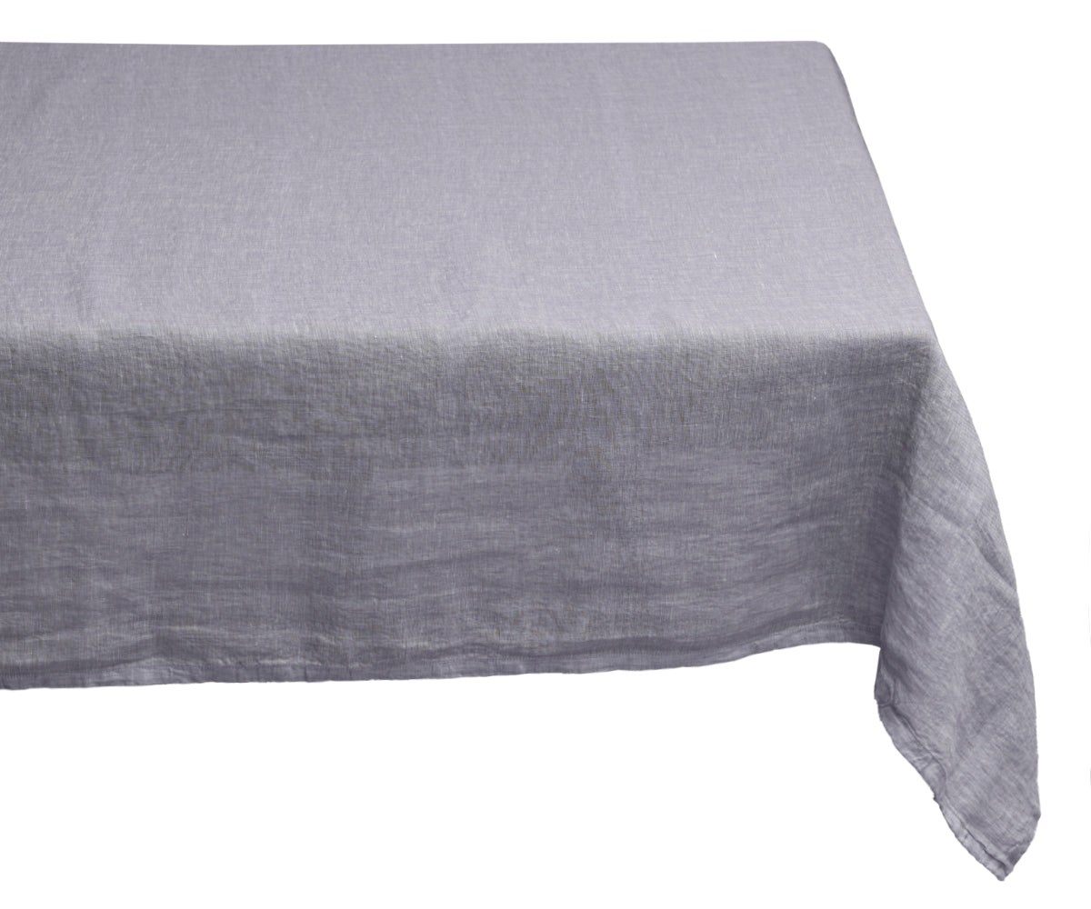 A rectangular tablecloth in classic linen material. Elegant grey tablecloth for a vibrant table setting. A rectangular tablecloth in classic linen material. Elegant grey tablecloth for a vibrant table setting.