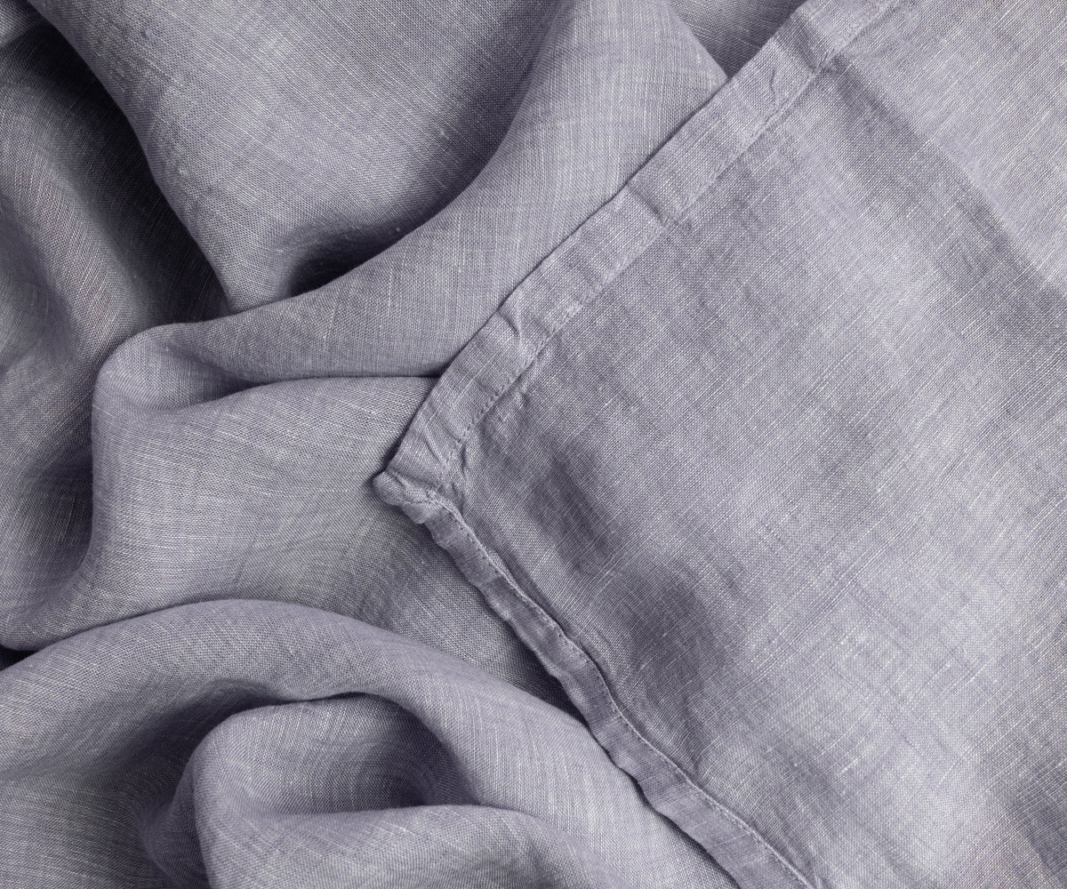 Grey cotton tablecloths tailored for rectangle tables.