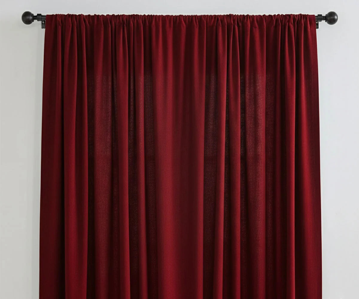 Cherry red solid linen curtains, rich colored window panels Cherry red solid linen curtains, rich colored window panels