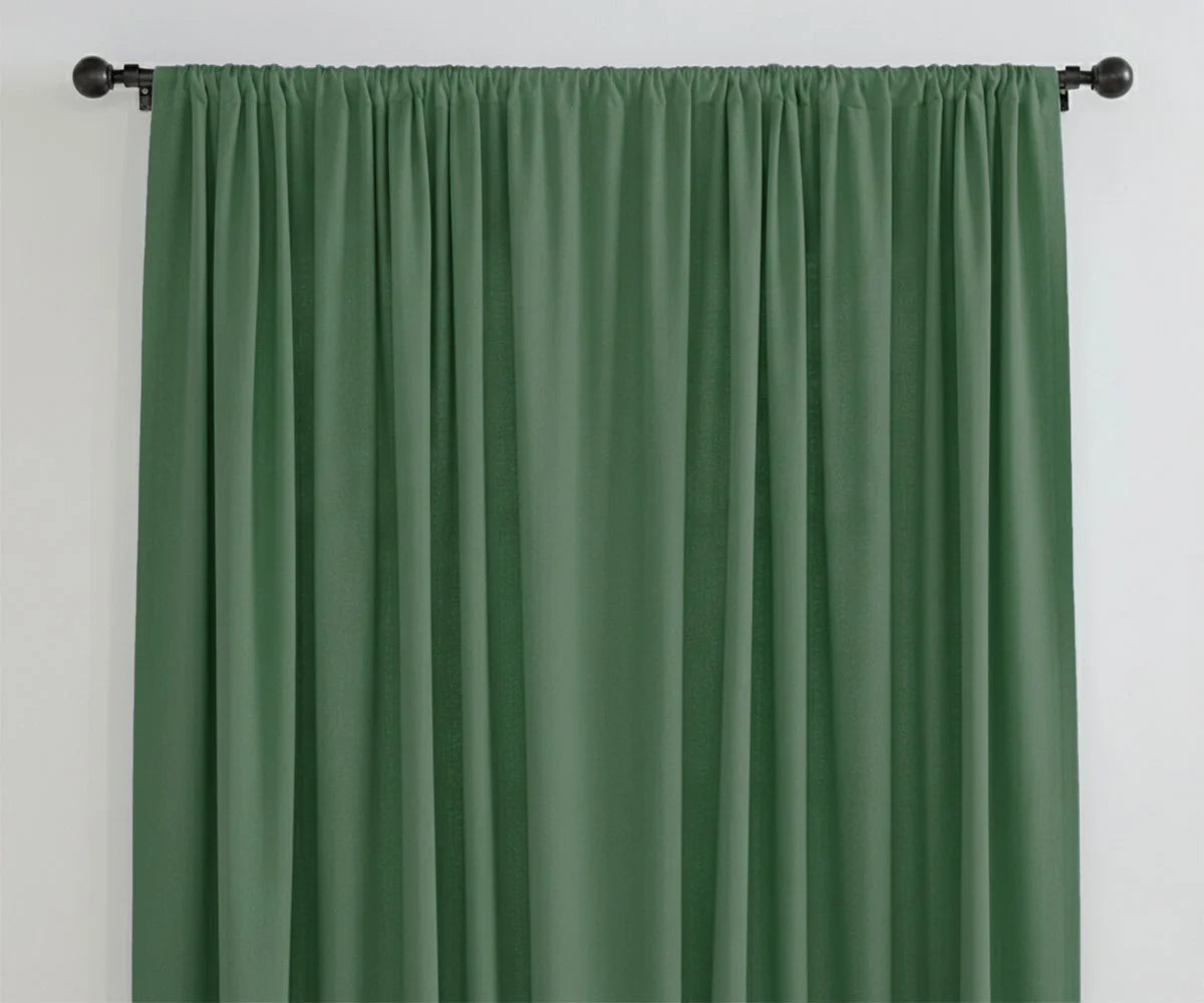 Forest green linen curtains, solid floor-length panels Forest green linen curtains, solid floor-length panels