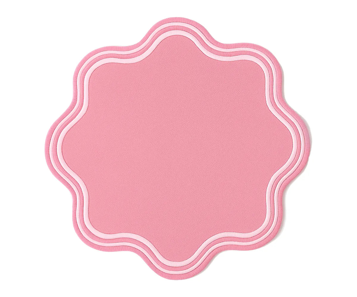 Pink round cotton placemats with scalloped edges – soft, reusable table mats available in bulk sets for weddings, parties, or everyday dining. Pink round cotton placemats with scalloped edges – soft, reusable table mats available in bulk sets for weddings, parties, or everyday dining.