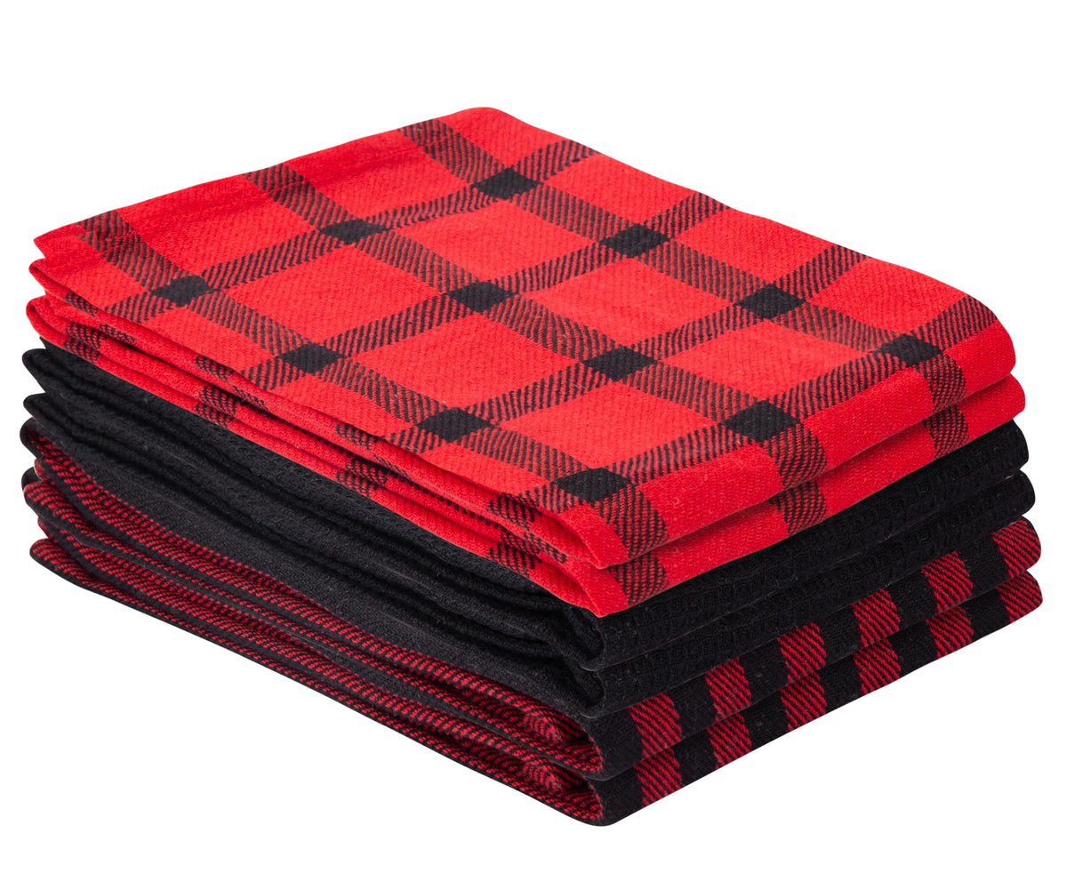 16x27 inch cotton dish towels in checkered and striped prints
 16x27 inch cotton dish towels in checkered and striped prints