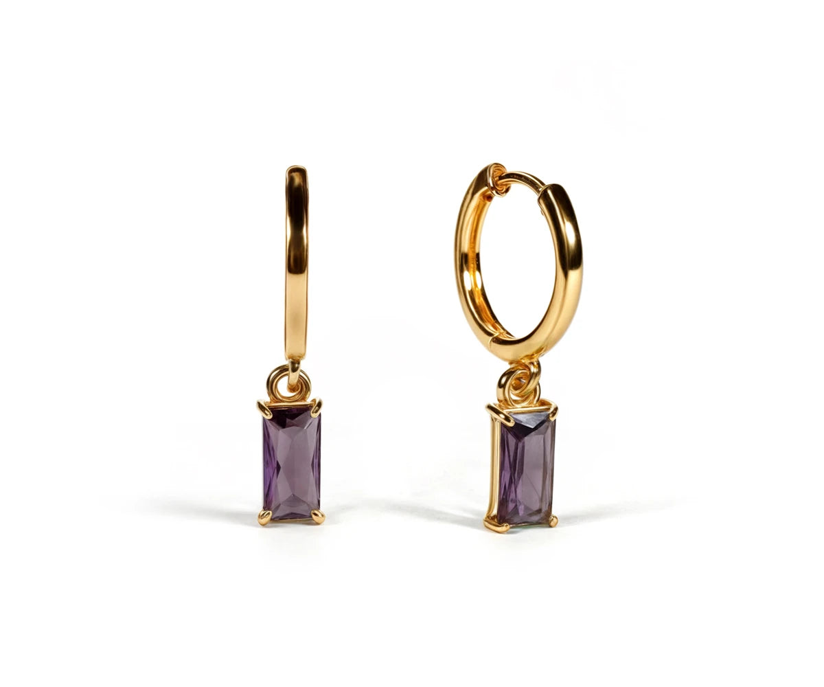 Amethyst Huggie Earrings - February Birthstone Amethyst Huggie Earrings - February Birthstone