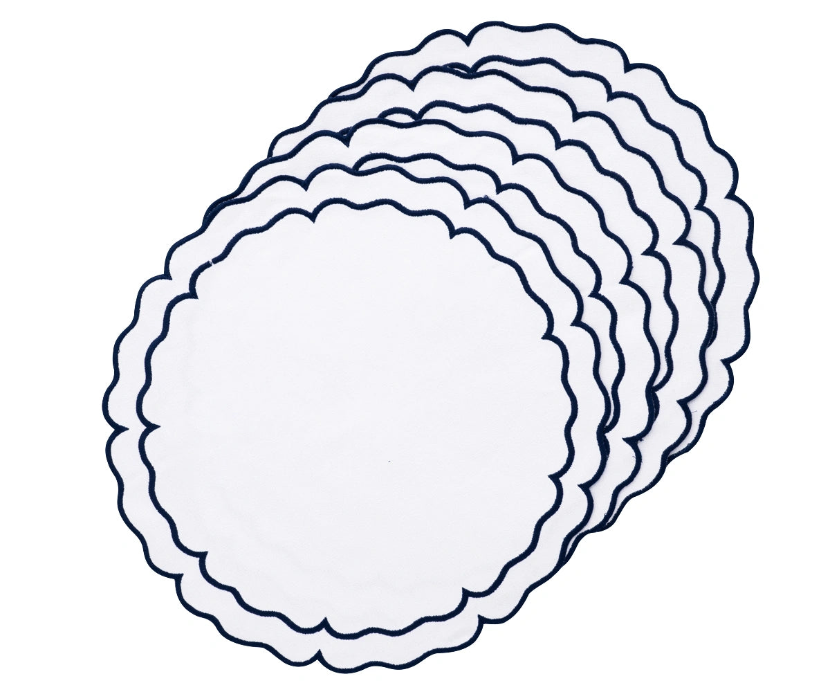 Classic navy and white cotton placemats perfect for everyday dining Classic navy and white cotton placemats perfect for everyday dining