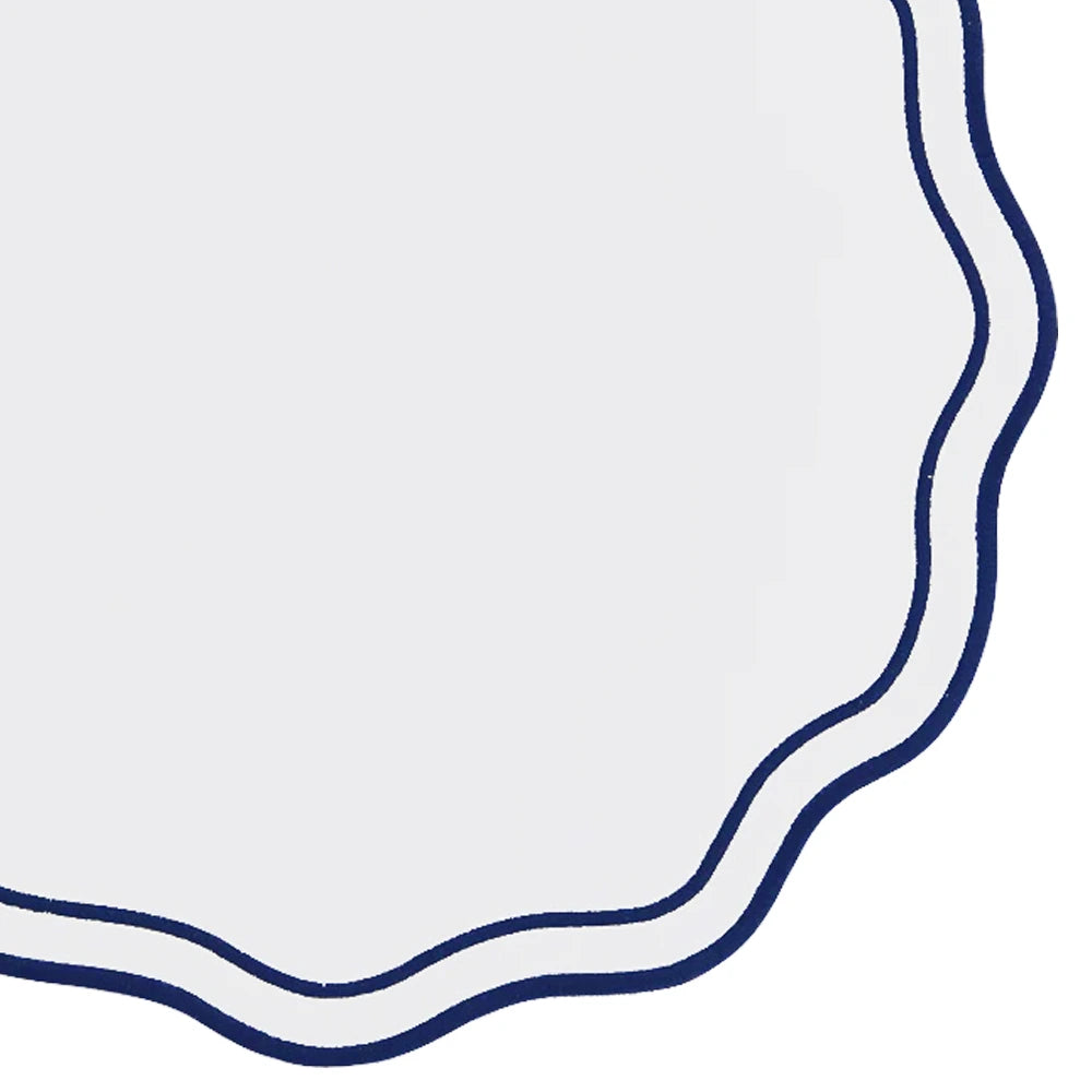 Elegant hemstitched navy placemats for dining table Elegant hemstitched navy placemats for dining table