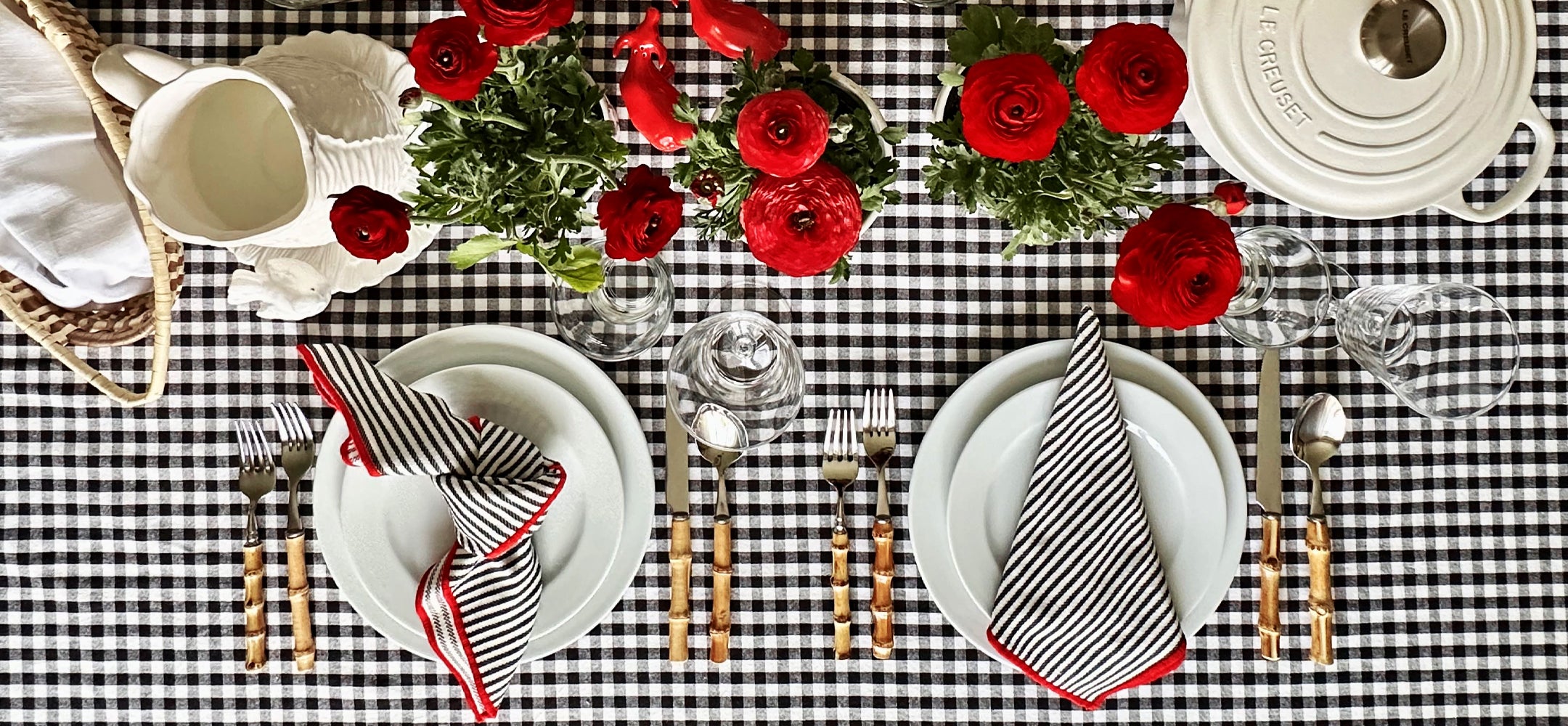 Hemstitched Tablecloth | Cotton Tablecloth | Black and White Tablecloths