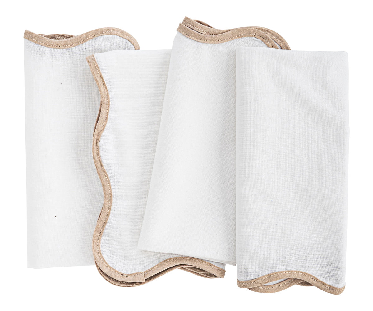 Beige cotton napkin with subtle embroidered detailing for a touch of sophistication. Beige cotton napkin with subtle embroidered detailing for a touch of sophistication.