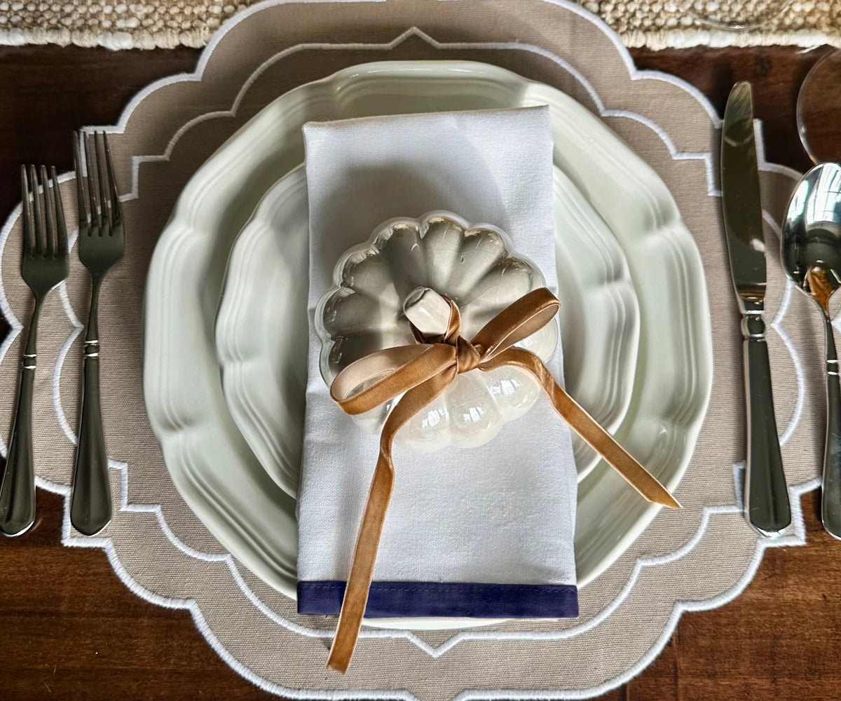 Navy Blue Border Napkins Set of 4 Navy Blue Border Napkins Set of 4