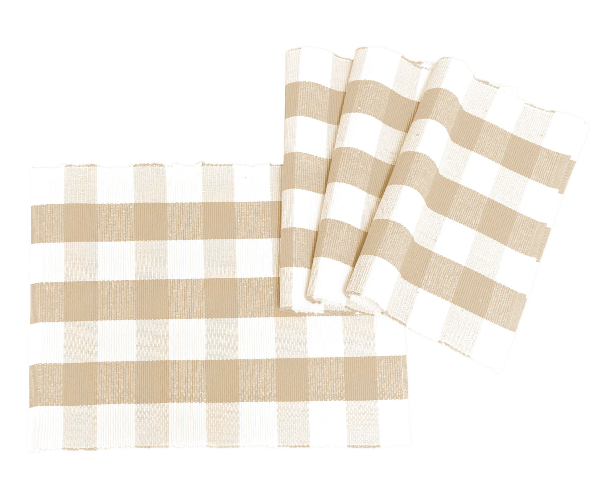 Dining table placemats, beige and cream check pattern, cotton, set of four
Dining table placemats, beige and cream check pattern, cotton, set of four