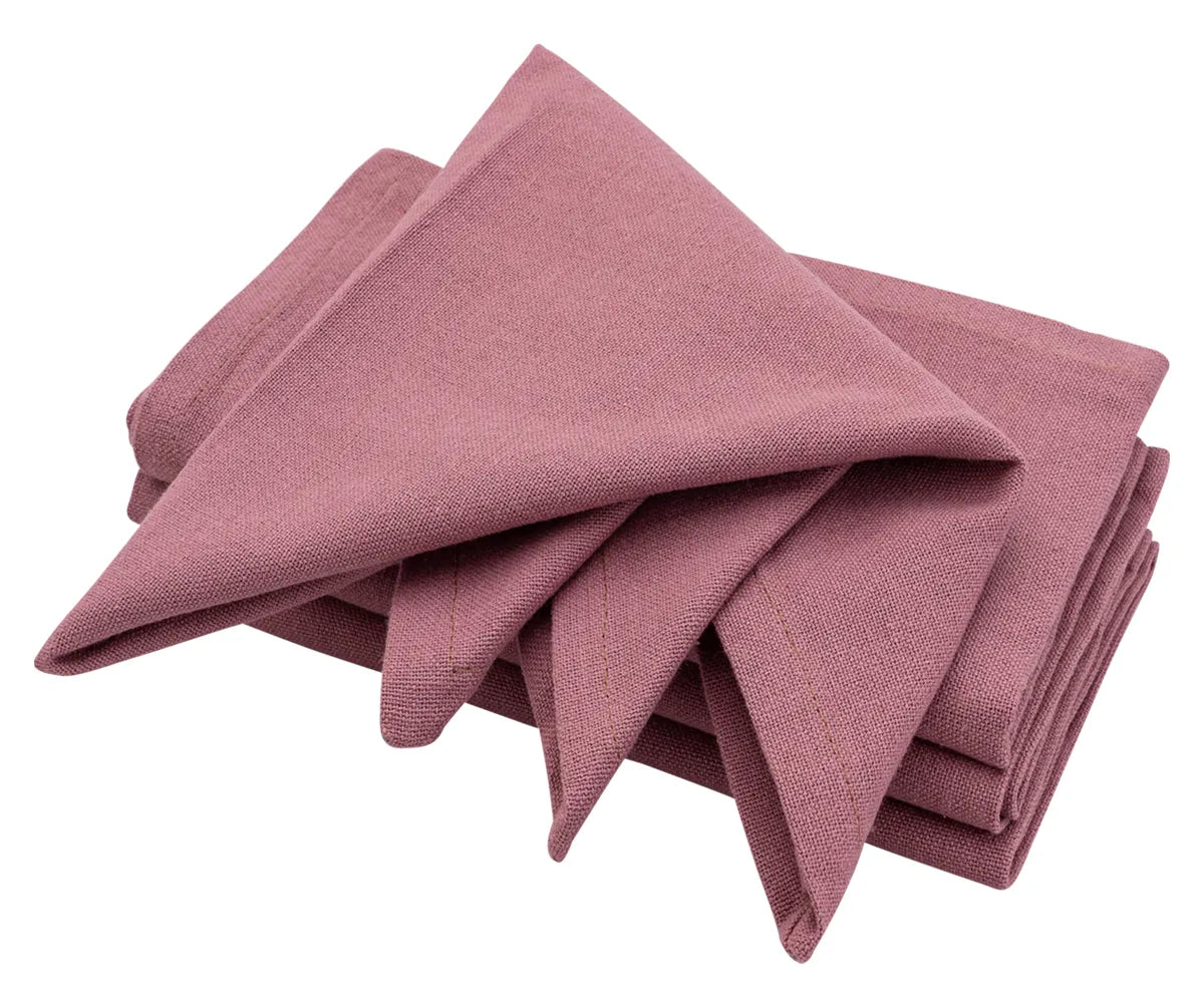 Dusty Red Cotton Napkins set of 4 folded on table Dusty Red Cotton Napkins set of 4 folded on table