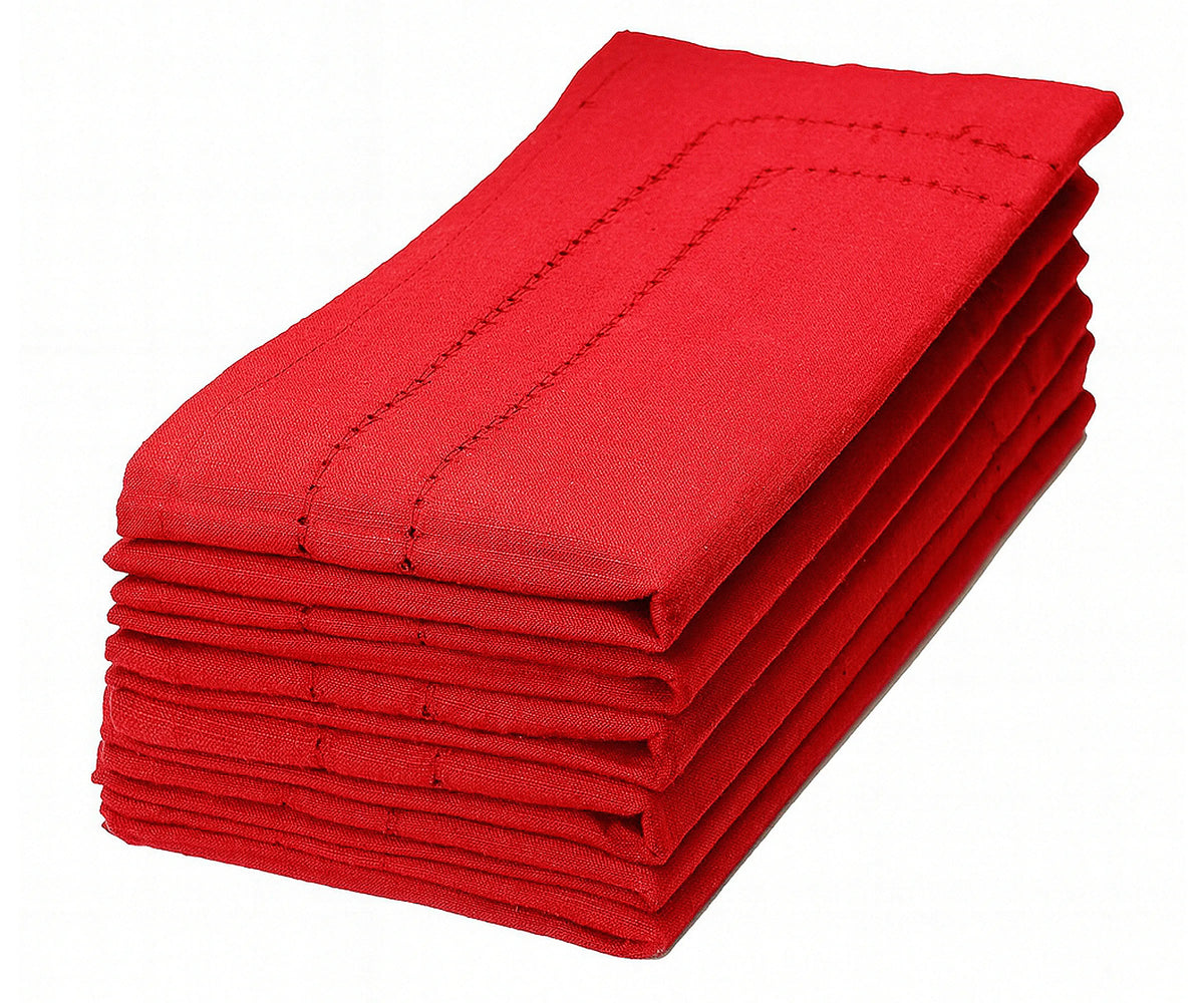 Luxury 100% cotton dinner napkins with refined double hemstitch design Luxury 100% cotton dinner napkins with refined double hemstitch design