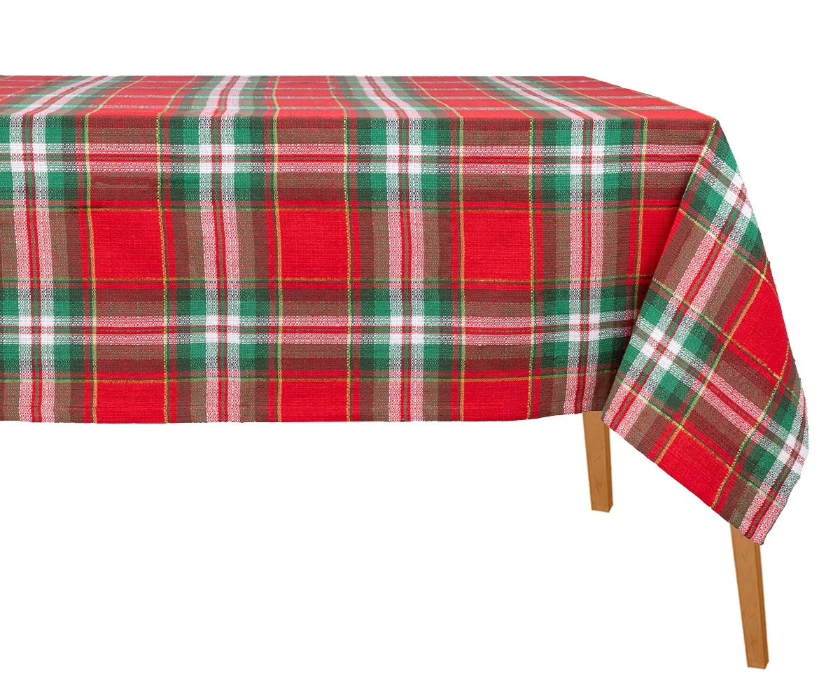 Green tartan plaid cotton rectangle tablecloth with red and navy checks for dining table Green tartan plaid cotton rectangle tablecloth with red and navy checks for dining table