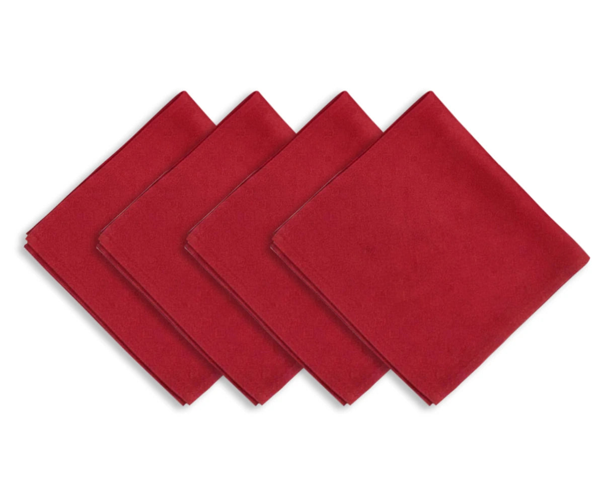 Solid red cotton cloth napkins, set of reusable plain dinner napkins with smooth woven texture Solid red cotton cloth napkins, set of reusable plain dinner napkins with smooth woven texture