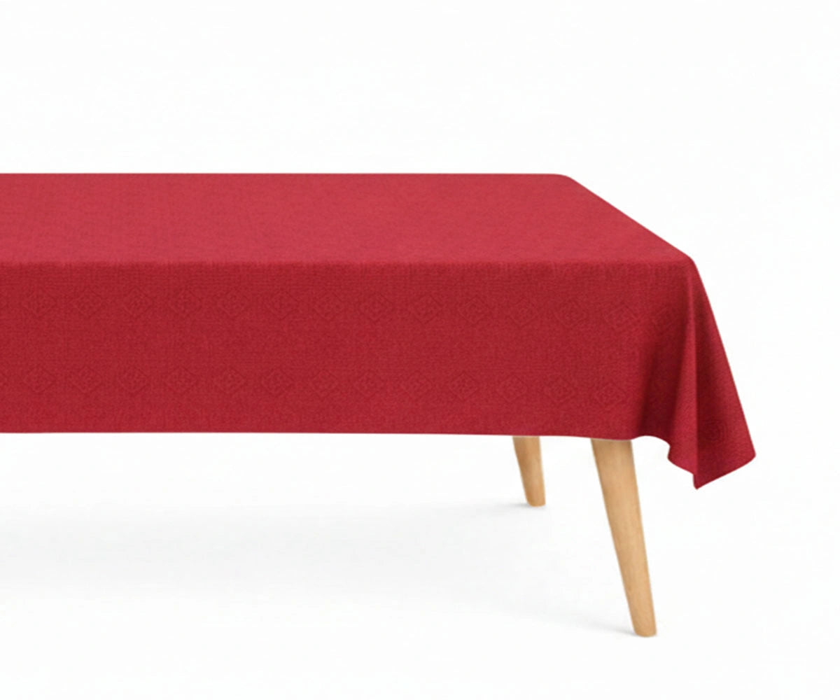 Red 100% linen textured rectangle tablecloth for holiday dinner parties and festive dining room table décor Red 100% linen textured rectangle tablecloth for holiday dinner parties and festive dining room table décor