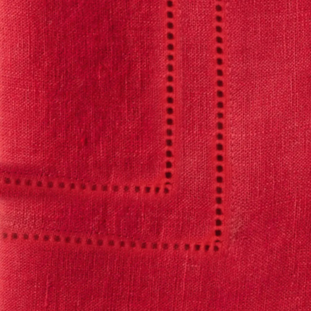 Bring classic charm to your table with our Red Hemstitch Napkins—crafted from 100% linen and finished with elegant double hemstitch detailing. Bring classic charm to your table with our Red Hemstitch Napkins—crafted from 100% linen and finished with elegant double hemstitch detailing.