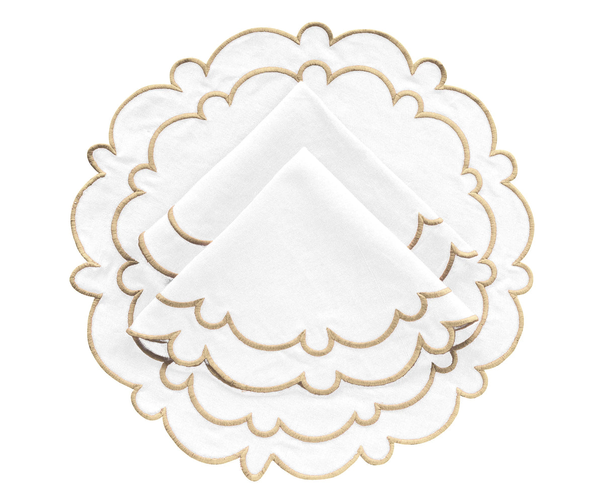 Beige Round Scalloped Table Mats Beige Round Scalloped Table Mats