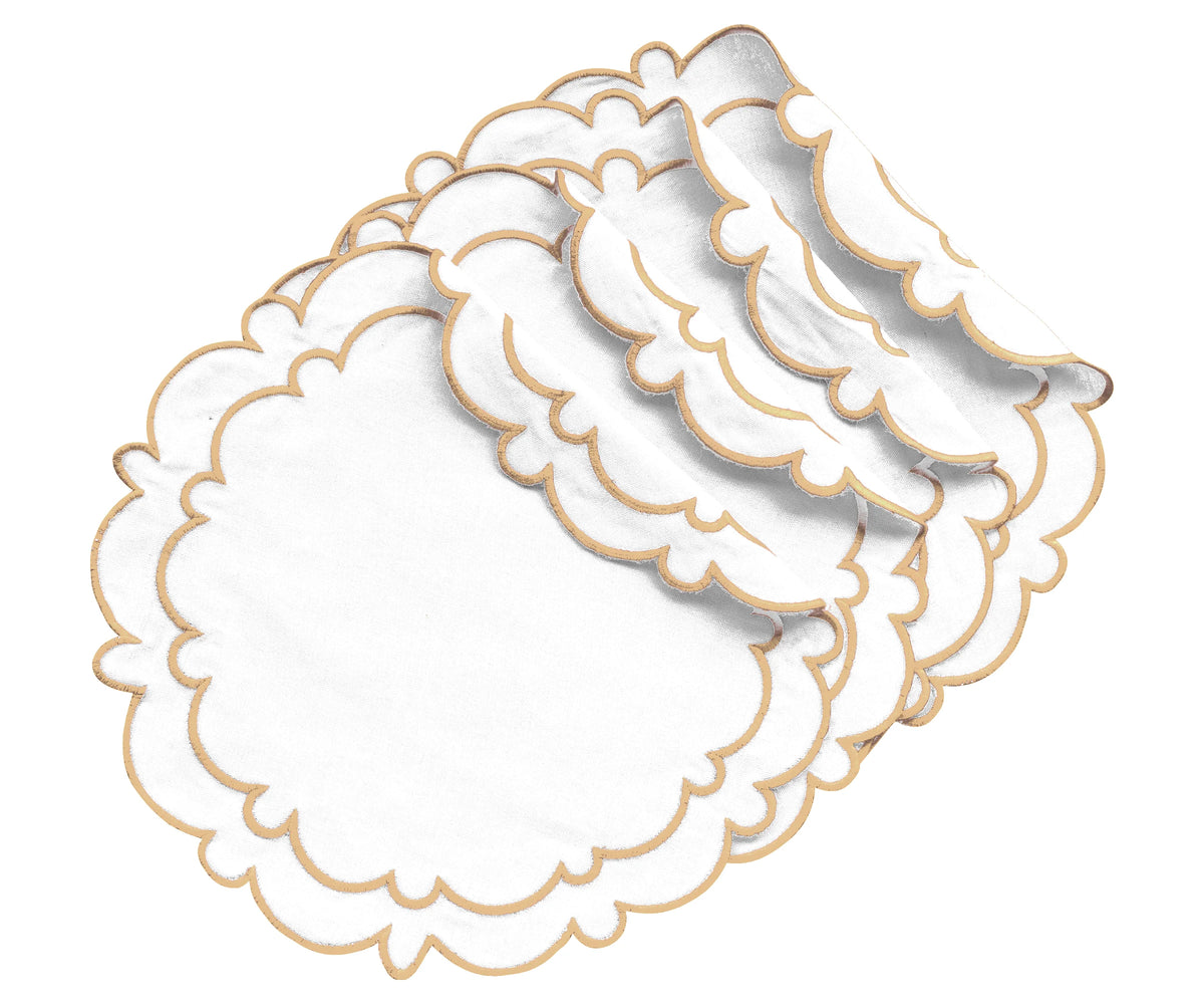 Beige Round Scalloped Table Mats Beige Round Scalloped Table Mats
