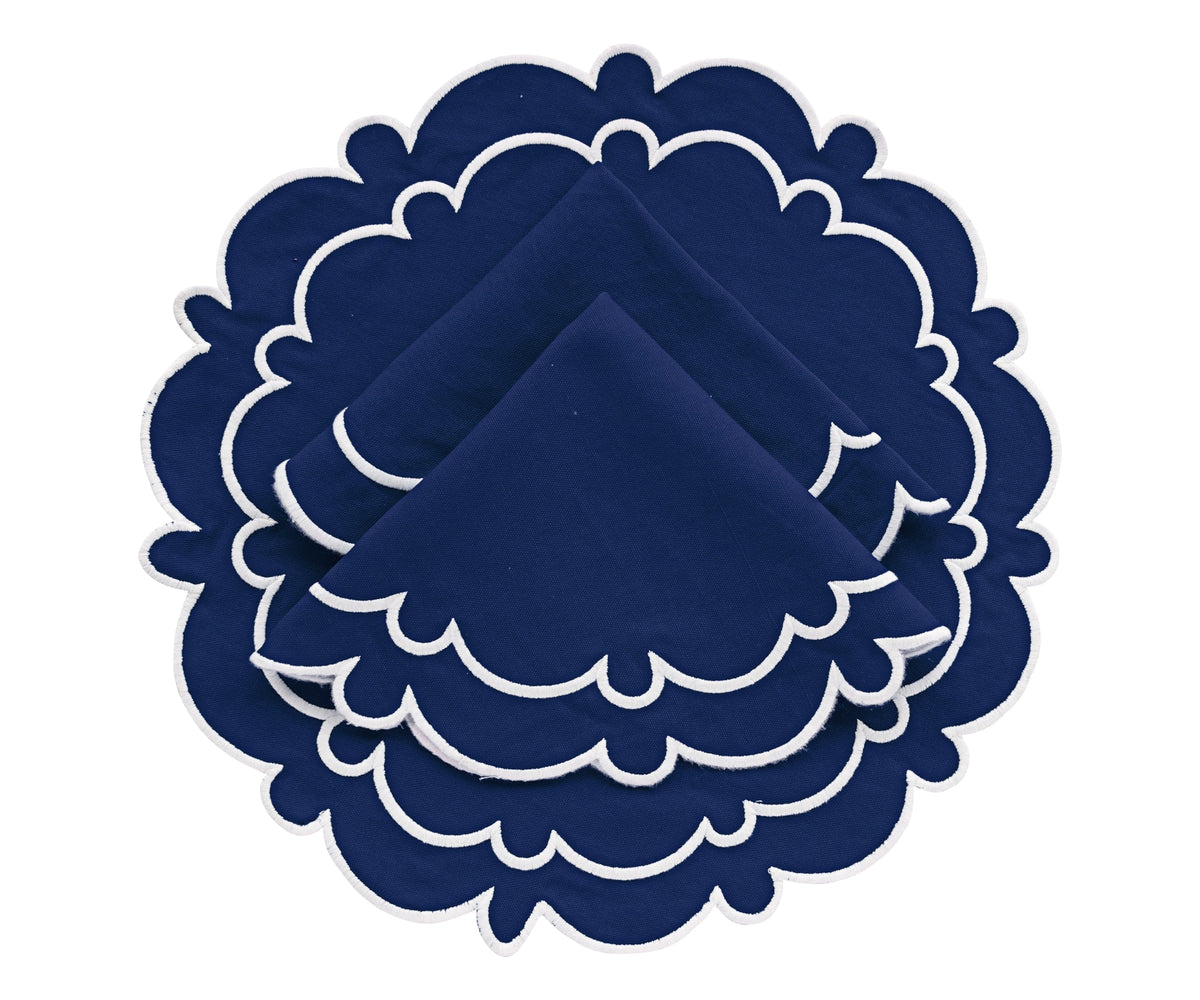 Elegant Cotton Placemats with Scalloped Edges - 17-inch Round Elegant Cotton Placemats with Scalloped Edges - 17-inch Round