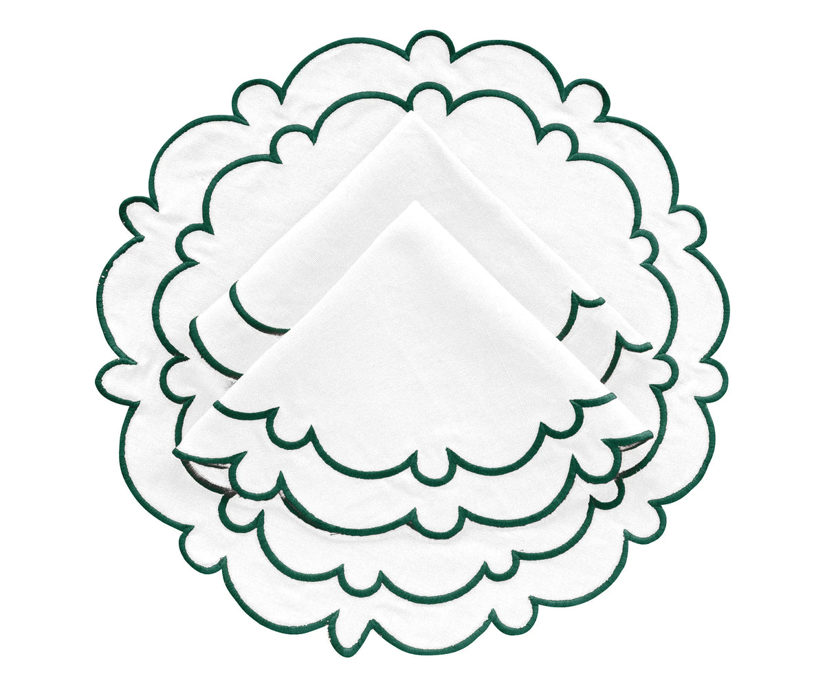Green Round Scalloped Table Mats Green Round Scalloped Table Mats