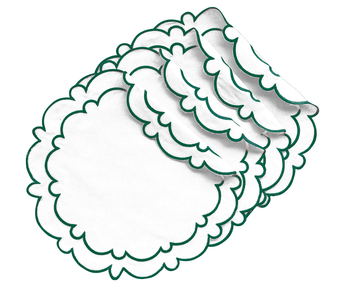 Green Round Scalloped Table Mats Green Round Scalloped Table Mats