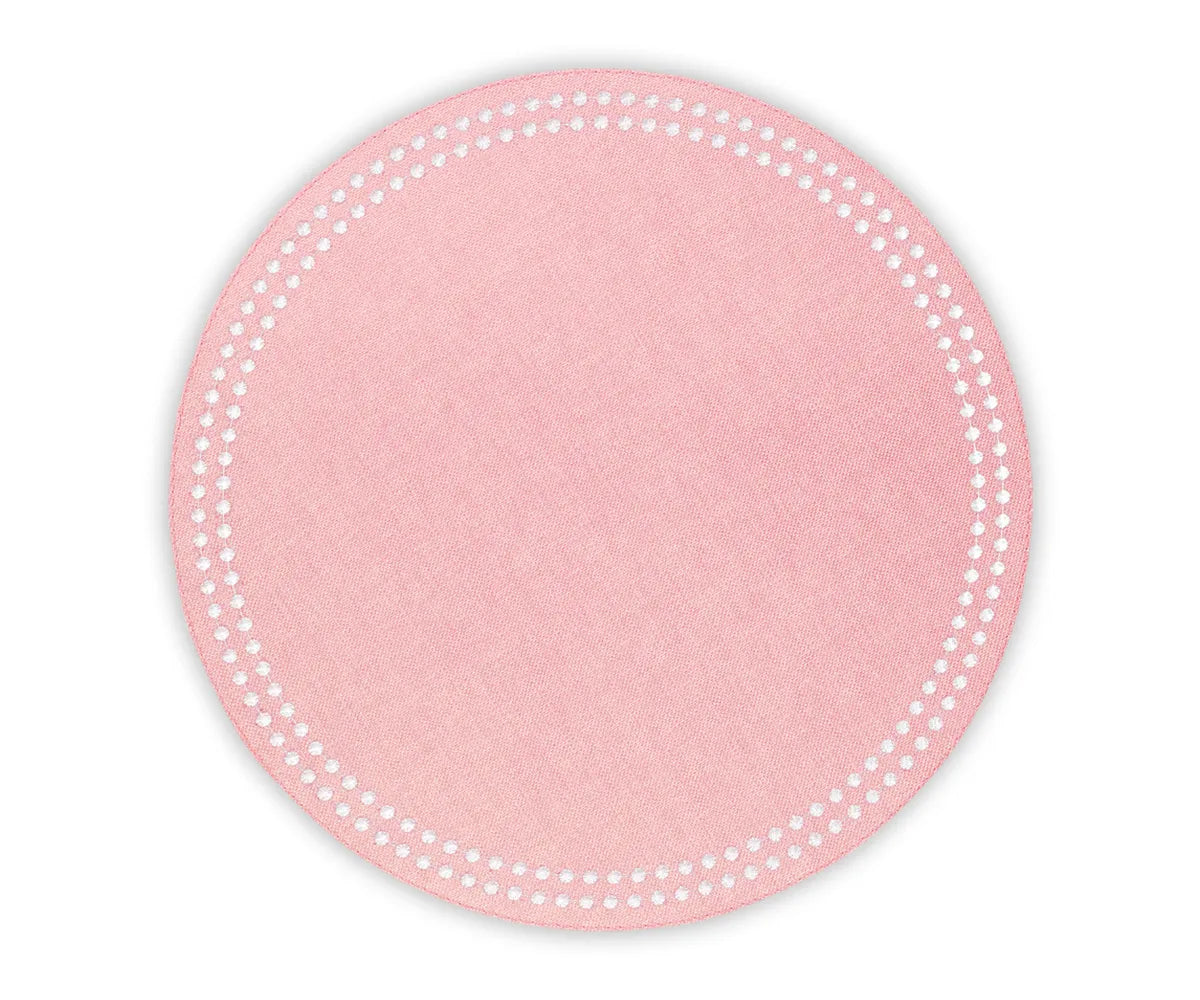 Set of 4 pink embroidered cotton placemats styled for elegant dining Set of 4 pink embroidered cotton placemats styled for elegant dining