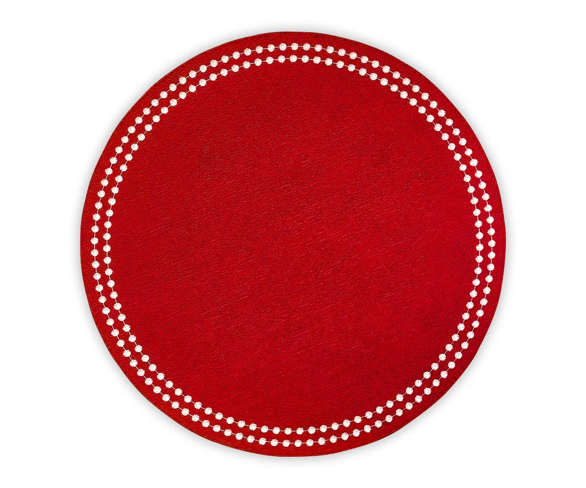 Elegant red embroidered placemats made of 100% cotton – 17-inch round table mats Elegant red embroidered placemats made of 100% cotton – 17-inch round table mats