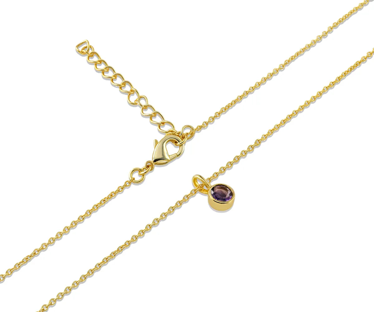 February Birthstone Necklace in 14K Yellow Gold Plating February Birthstone Necklace in 14K Yellow Gold Plating