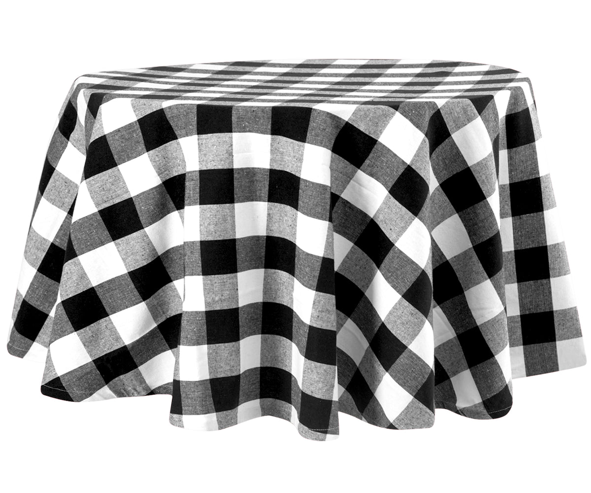 Black and White Checkered Cotton Round Tablecloth – 70 Inch Black and White Checkered Cotton Round Tablecloth – 70 Inch