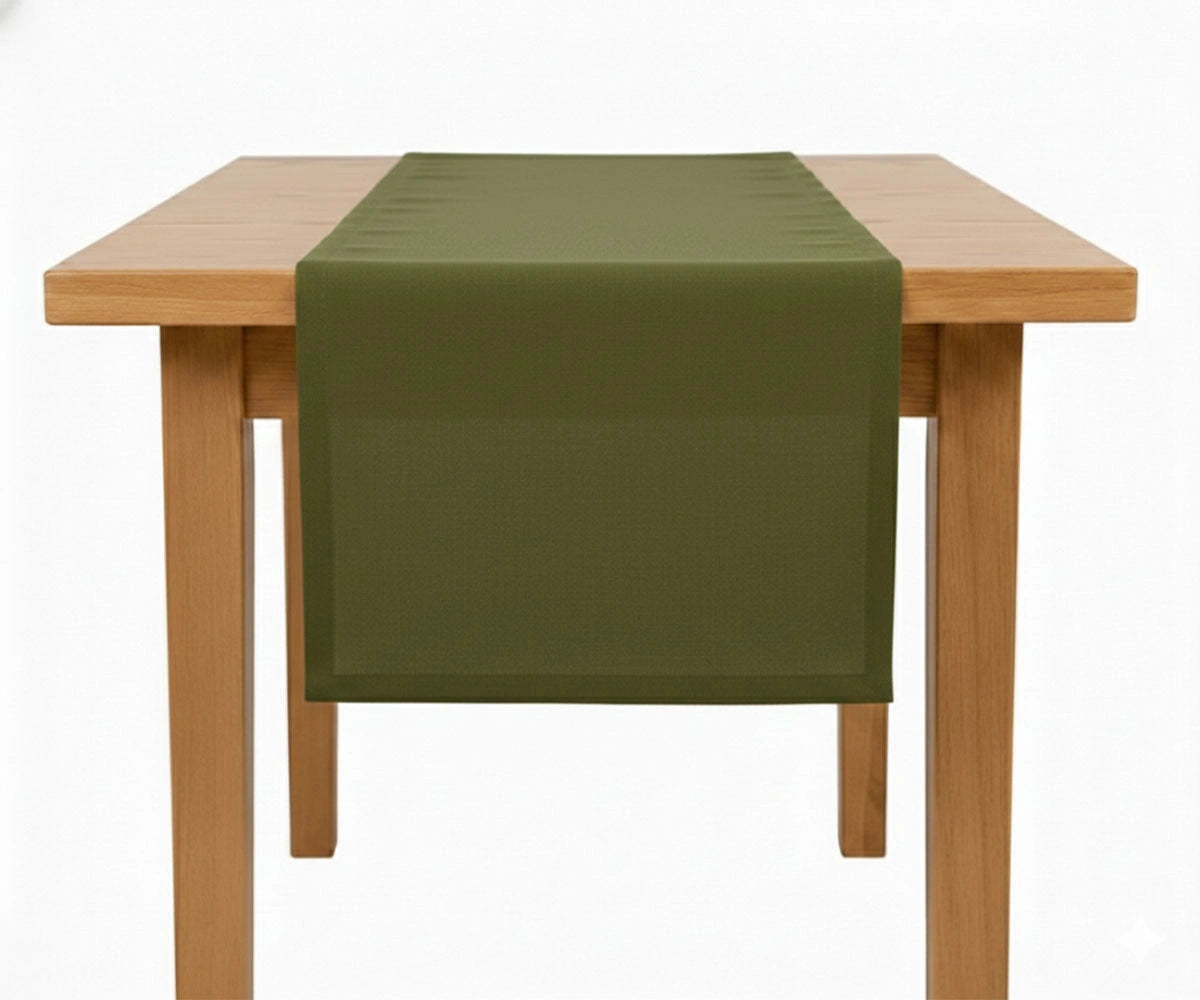 Olive green cotton linen blend table runner in solid color, reusable fabric table runners Olive green cotton linen blend table runner in solid color, reusable fabric table runners