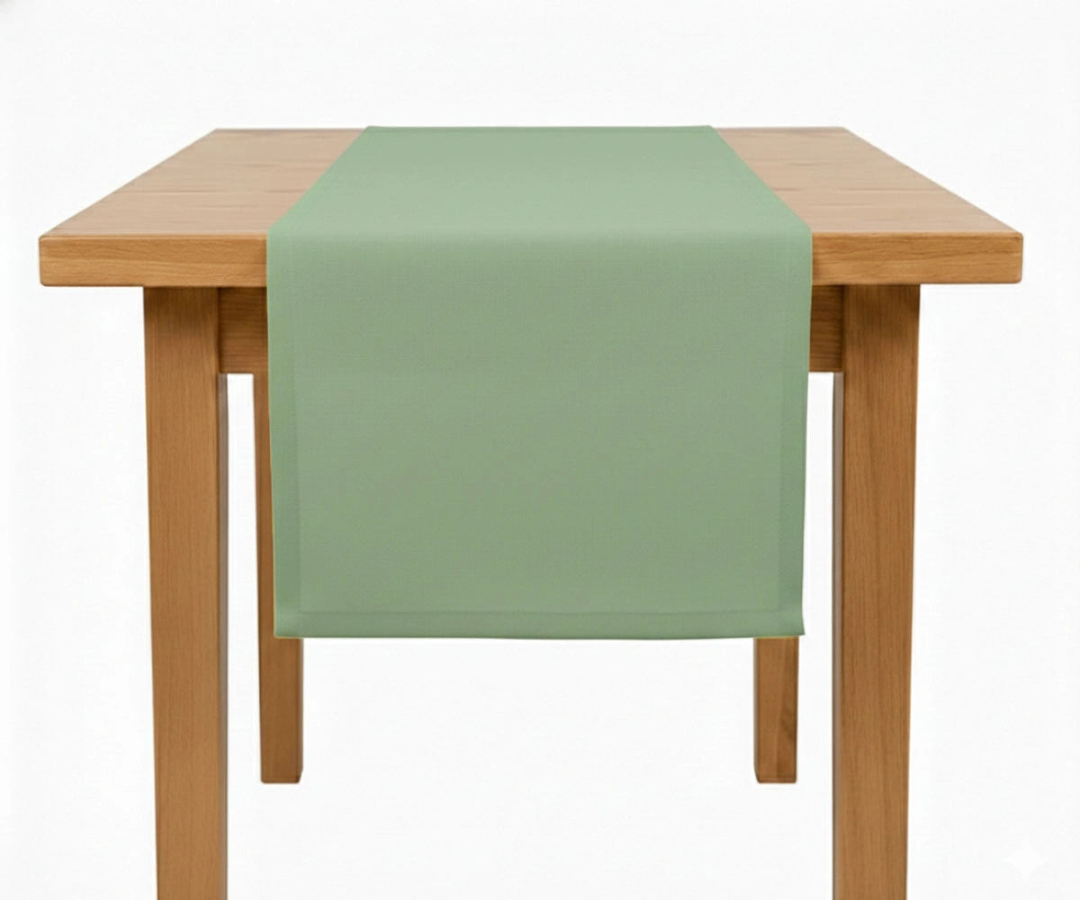 Sage green cotton linen blend table runner with plain solid finish, reusable farmhouse table runner for modern and rustic dining decor Sage green cotton linen blend table runner with plain solid finish, reusable farmhouse table runner for modern and rustic dining decor