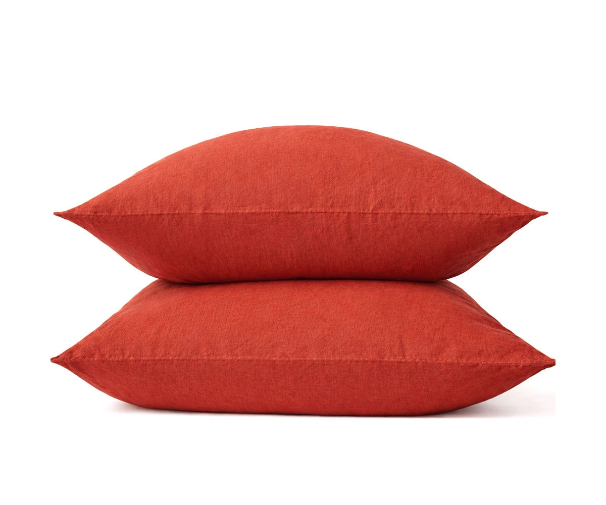 Rust Red Cotton Pillow Case Set – Solid Color Pillow Covers Rust Red Cotton Pillow Case Set – Solid Color Pillow Covers