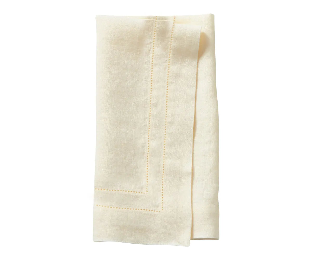 Sand Linen Hemstitch Napkins neatly folded on a dinner table setup – 100% linen napkins for weddings and events Sand Linen Hemstitch Napkins neatly folded on a dinner table setup – 100% linen napkins for weddings and events