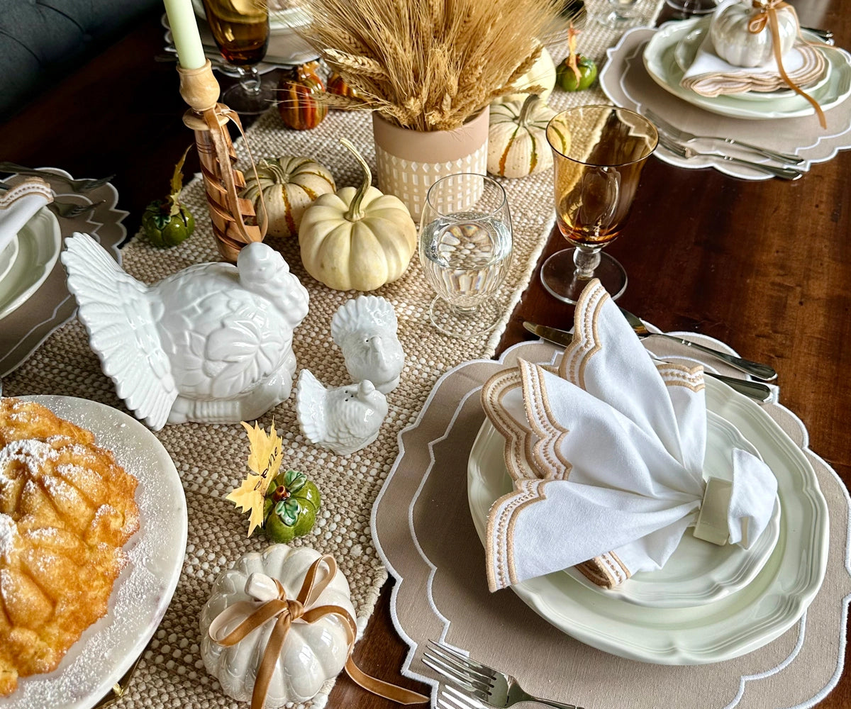 Durable beige cloth placemats, washable and reusable table mats designed for dining room, weddings, and special occasions. Durable beige cloth placemats, washable and reusable table mats designed for dining room, weddings, and special occasions.