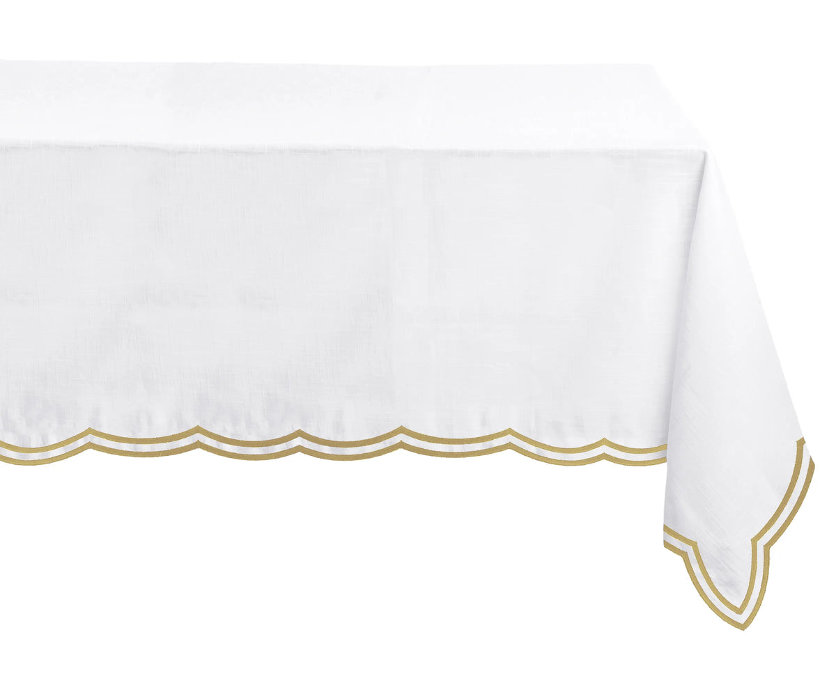 Neutral beige rectangular tablecloth with tone-on-tone embroidery, ideal for a serene tablescape Neutral beige rectangular tablecloth with tone-on-tone embroidery, ideal for a serene tablescape