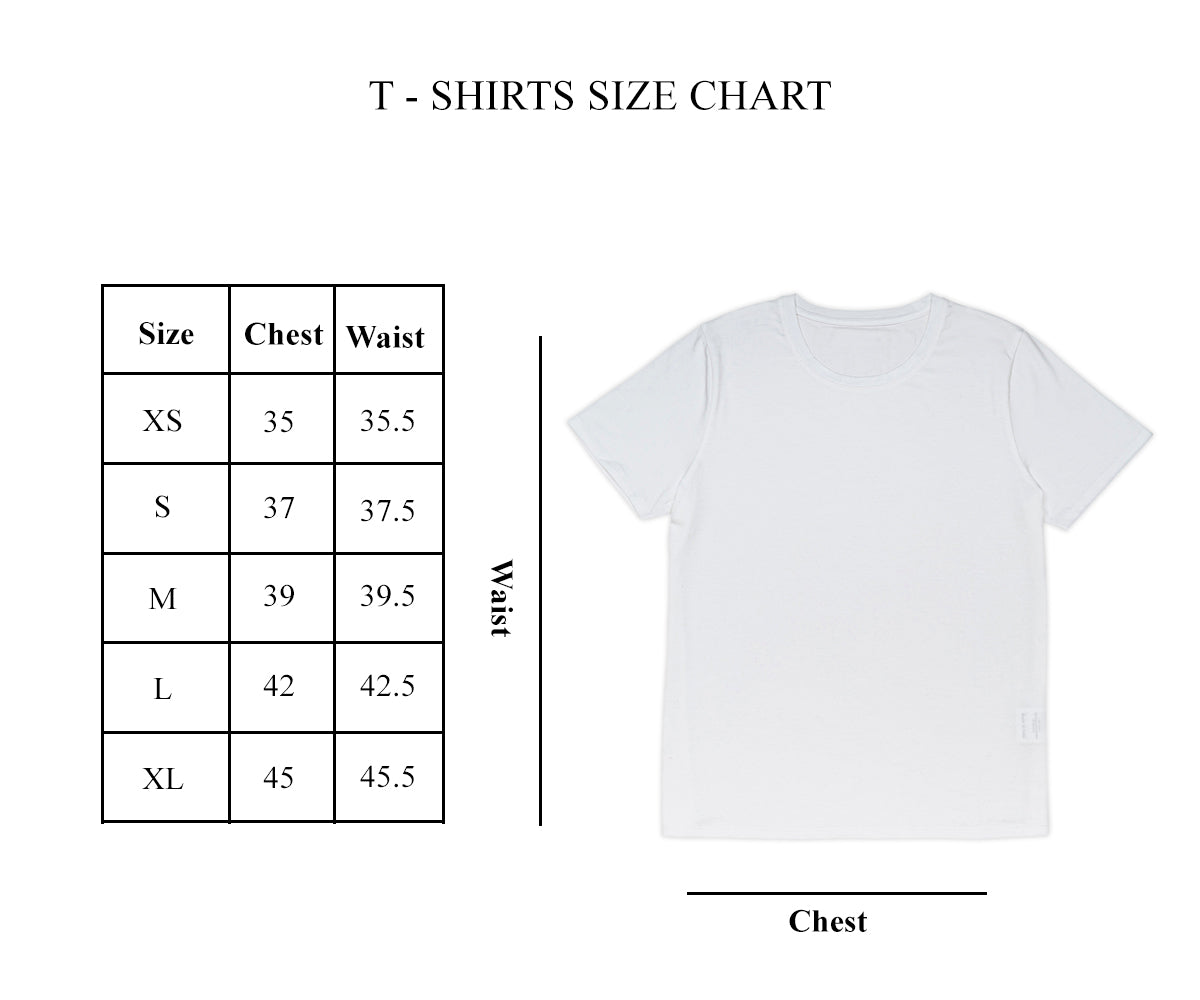 Size for white t-shirts Size for white t-shirts