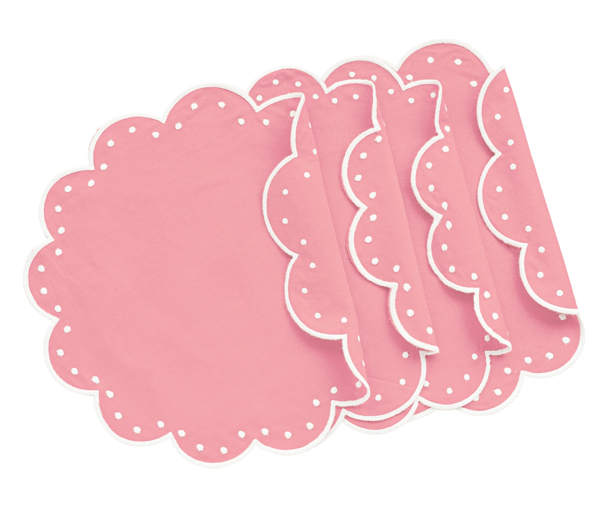 Peony Tablemats - Round Scalloped Placemats Peony Tablemats - Round Scalloped Placemats