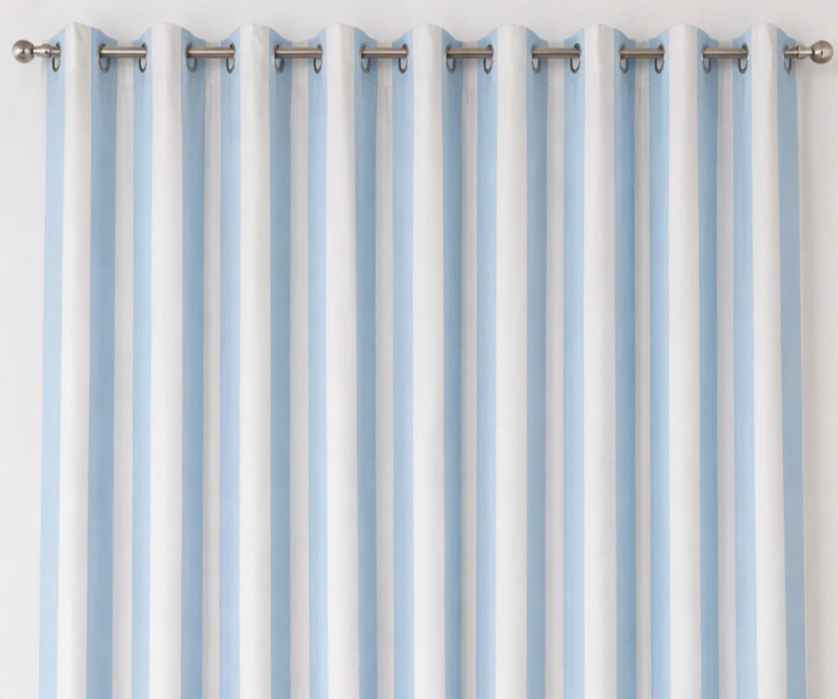 Blue and white striped cotton curtains, floor-length window panels Blue and white striped cotton curtains, floor-length window panels