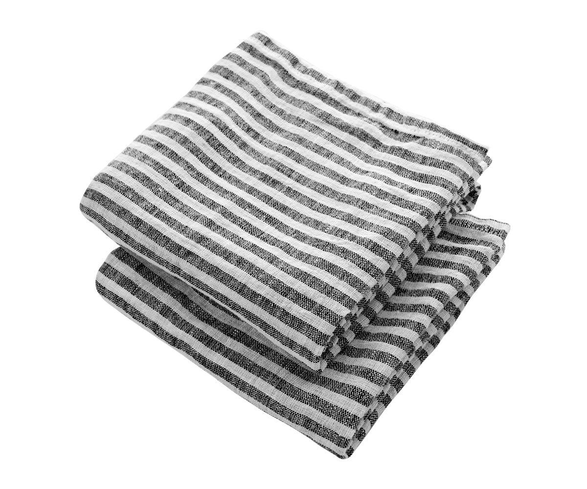 Add a dash of style to your space with our striped linen towel, a chic accent that complements any bathroom or kitchen. Add a dash of style to your space with our striped linen towel, a chic accent that complements any bathroom or kitchen.