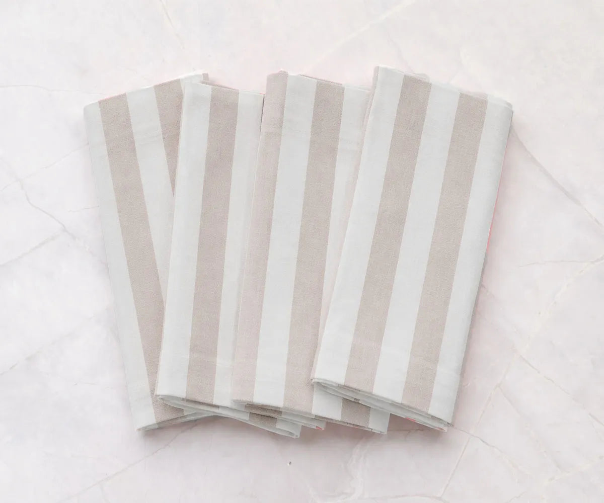 Blush and white cabana stripe napkins crafted from a premium cotton linen blend, designed for elegant everyday dining and wedding table decor. These reusable striped cloth napkins add a soft, modern farmhouse touch to table settings, bridal showers, and special gatherings. Durable, washable, and perfect for elevated dining table styling. Blush and white cabana stripe napkins crafted from a premium cotton linen blend, designed for elegant everyday dining and wedding table decor. These reusable striped cloth napkins add a soft, modern farmhouse touch to table settings, bridal showers, and special gatherings. Durable, washable, and perfect for elevated dining table styling.