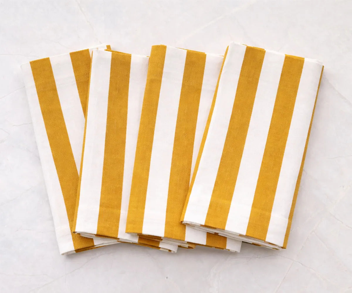 Reusable cotton linen napkins with classic stripes, designed for long-lasting use and easy care Reusable cotton linen napkins with classic stripes, designed for long-lasting use and easy care