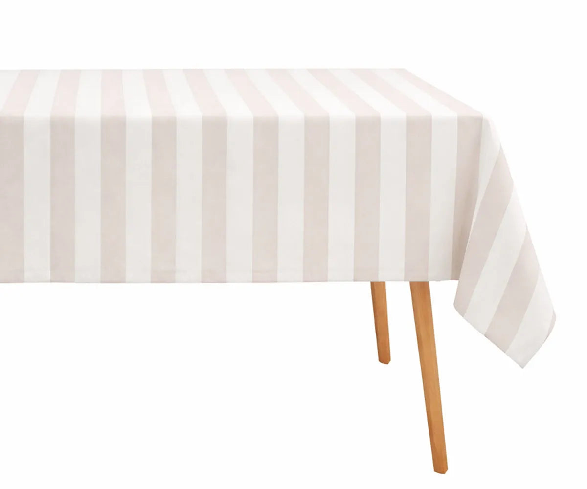 Blush and white cabana stripe rectangle tablecloth crafted from a premium cotton linen blend, perfect for coastal dining decor and romantic wedding table setups. This striped cotton linen tablecloth adds soft color and timeless charm to farmhouse table decor, dinner parties, and everyday meals. Reusable, washable, and designed for elegant long-lasting use. Blush and white cabana stripe rectangle tablecloth crafted from a premium cotton linen blend, perfect for coastal dining decor and romantic wedding table setups. This striped cotton linen tablecloth adds soft color and timeless charm to farmhouse table decor, dinner parties, and everyday meals. Reusable, washable, and designed for elegant long-lasting use.