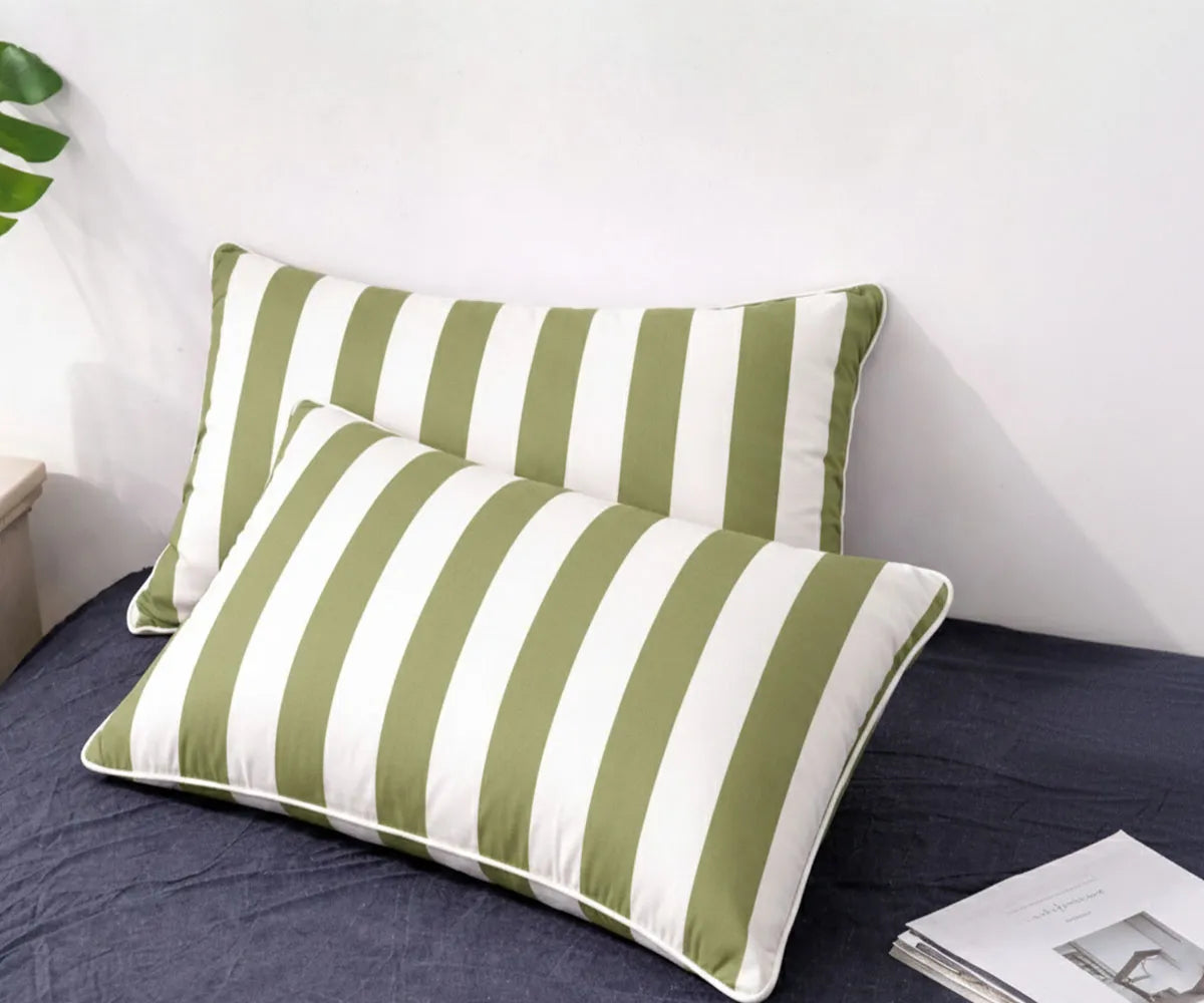 Classic cabana stripe pillowcase crafted from a durable cotton linen blend fabric Classic cabana stripe pillowcase crafted from a durable cotton linen blend fabric