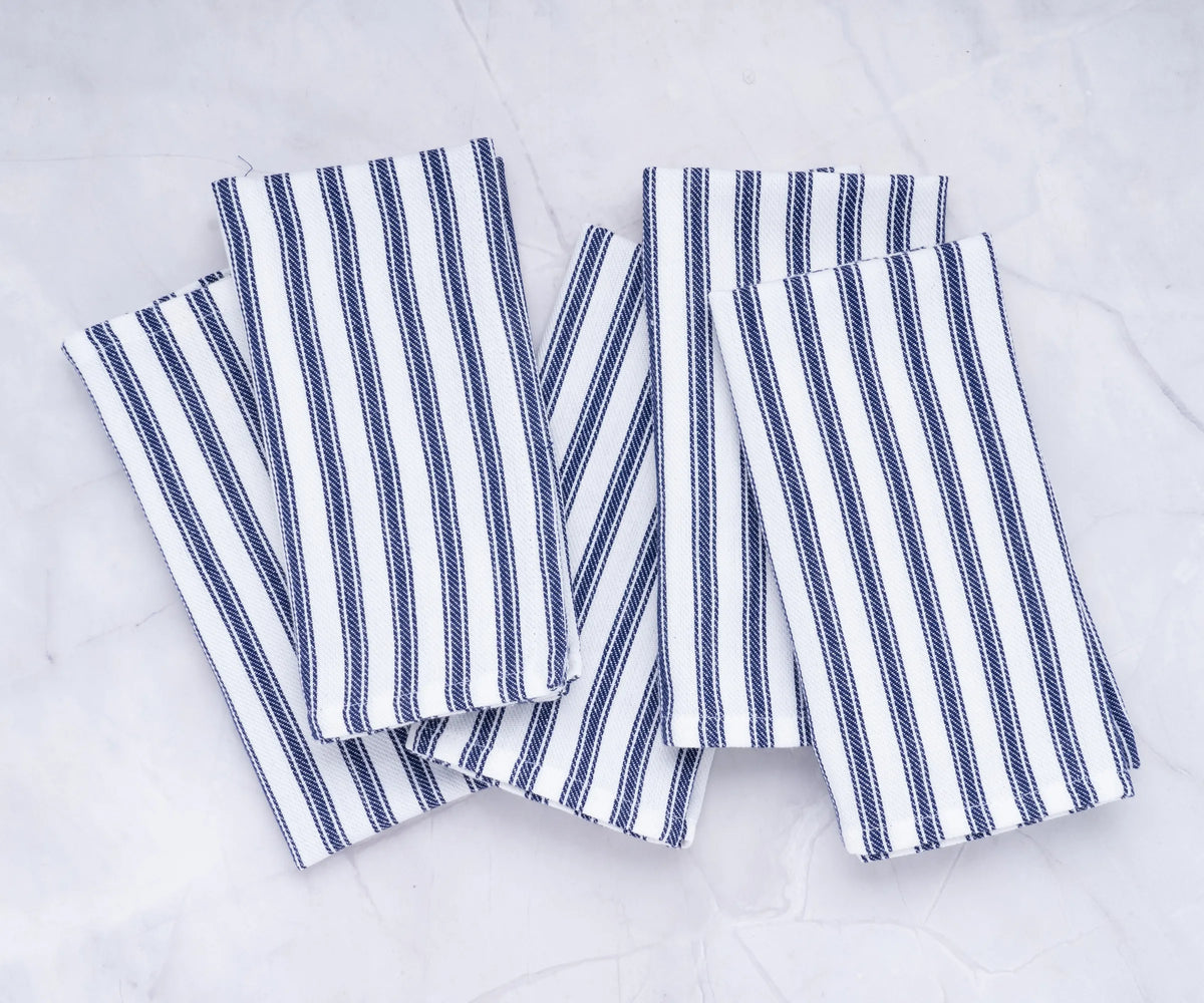 100% cotton navy striped napkins styled with nautical decor for seaside dining 100% cotton navy striped napkins styled with nautical decor for seaside dining