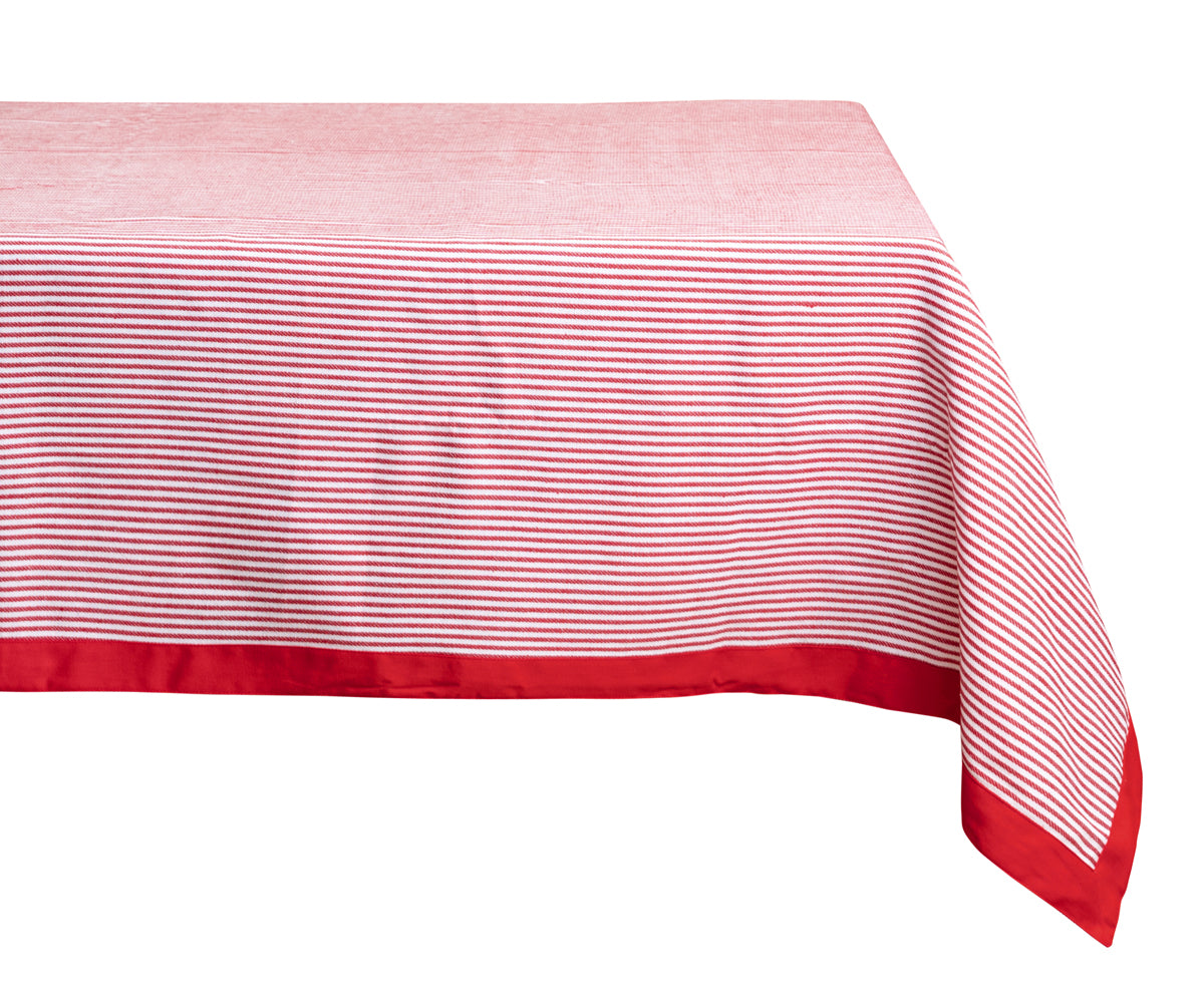 Modern table cloth in red with a patterned design, infusing a contemporary touch to your dining area. Modern table cloth in red with a patterned design, infusing a contemporary touch to your dining area.
